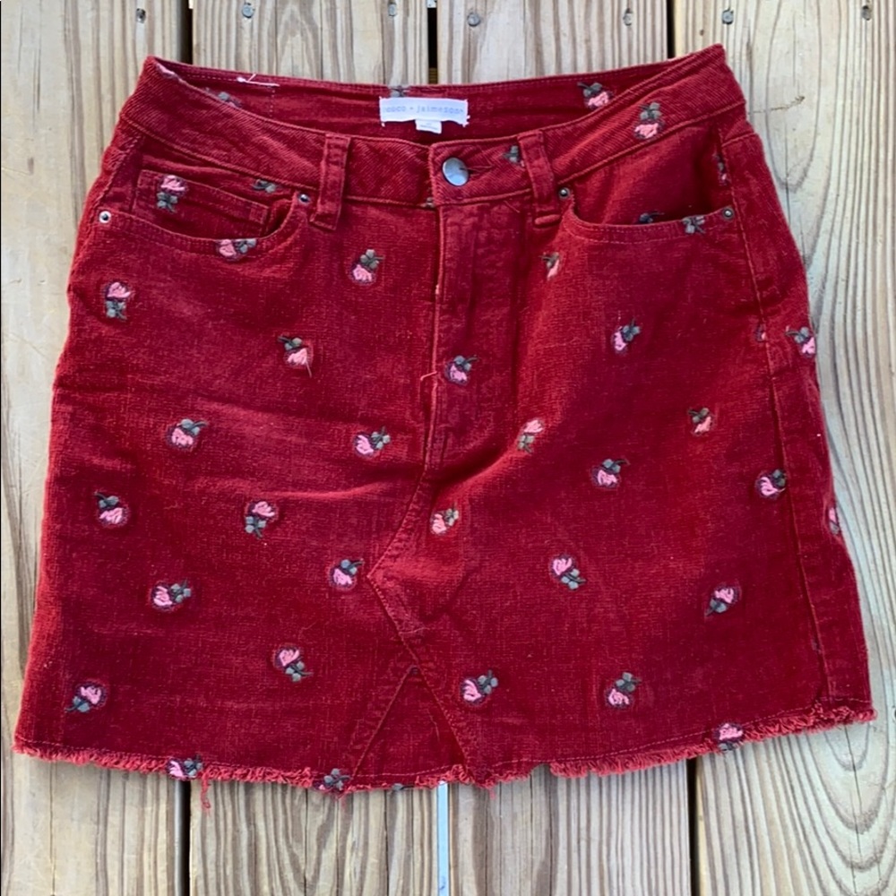 Coco + Jaimeson Red Corduroy Skirt